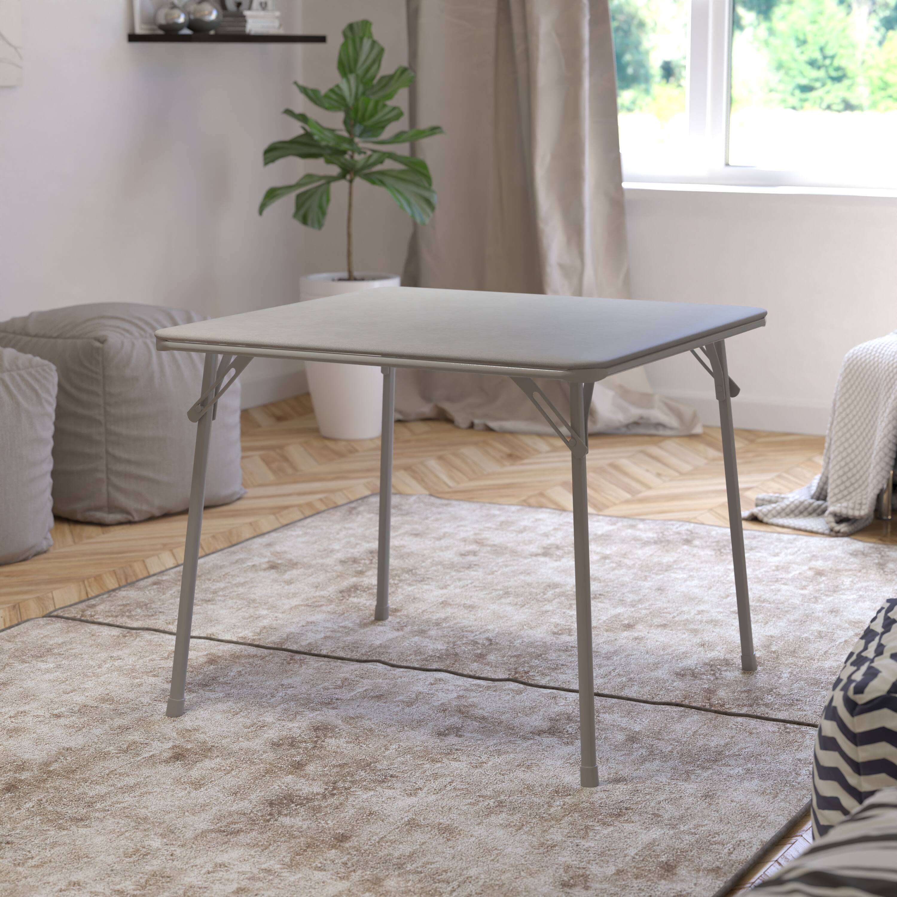 Alt View 1. Emma + Oliver - Foldable Card Table with Vinyl Table Top - Game Table - Portable Table - Gray.