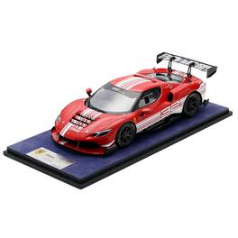 Ferrari 296 GT3 Challenge #32 "Launch Version" Red with White Stripes w/Acrylic Display Case 1/18 Model Car by LookSmart