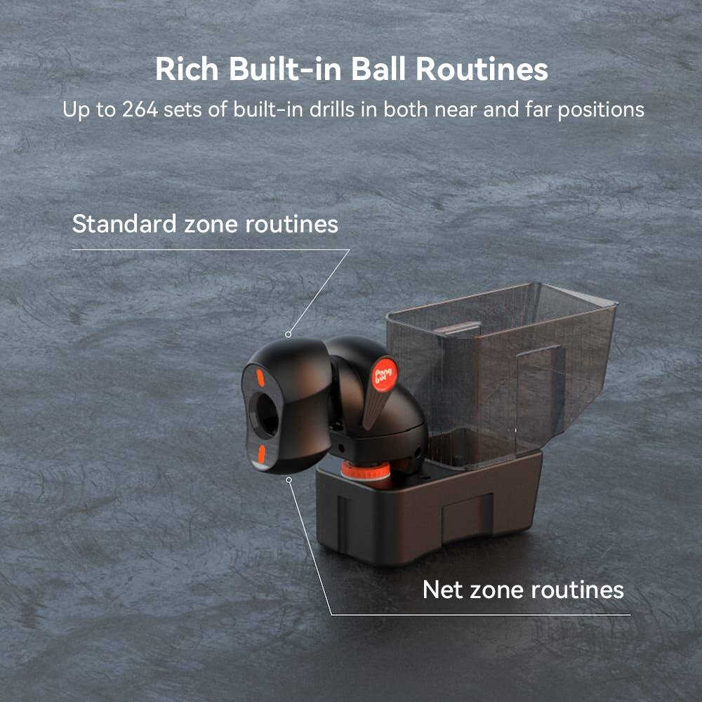 Rich Built-in Ball Routines  
Up to 264 sets of built-in drills in both near and far positions  

Standard zone routines  
Net zone routines