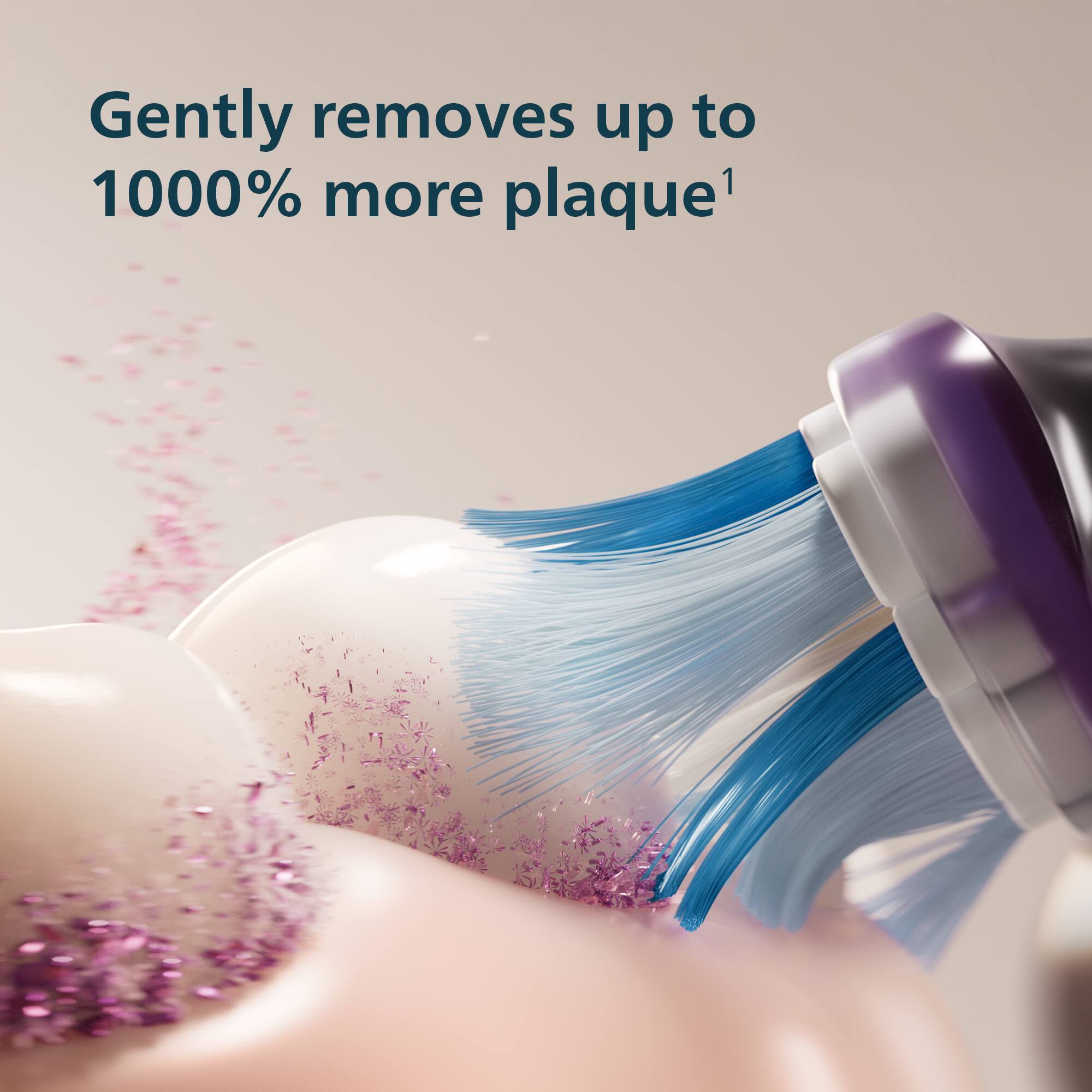 Gently removes up to 1000% more plaque¹
