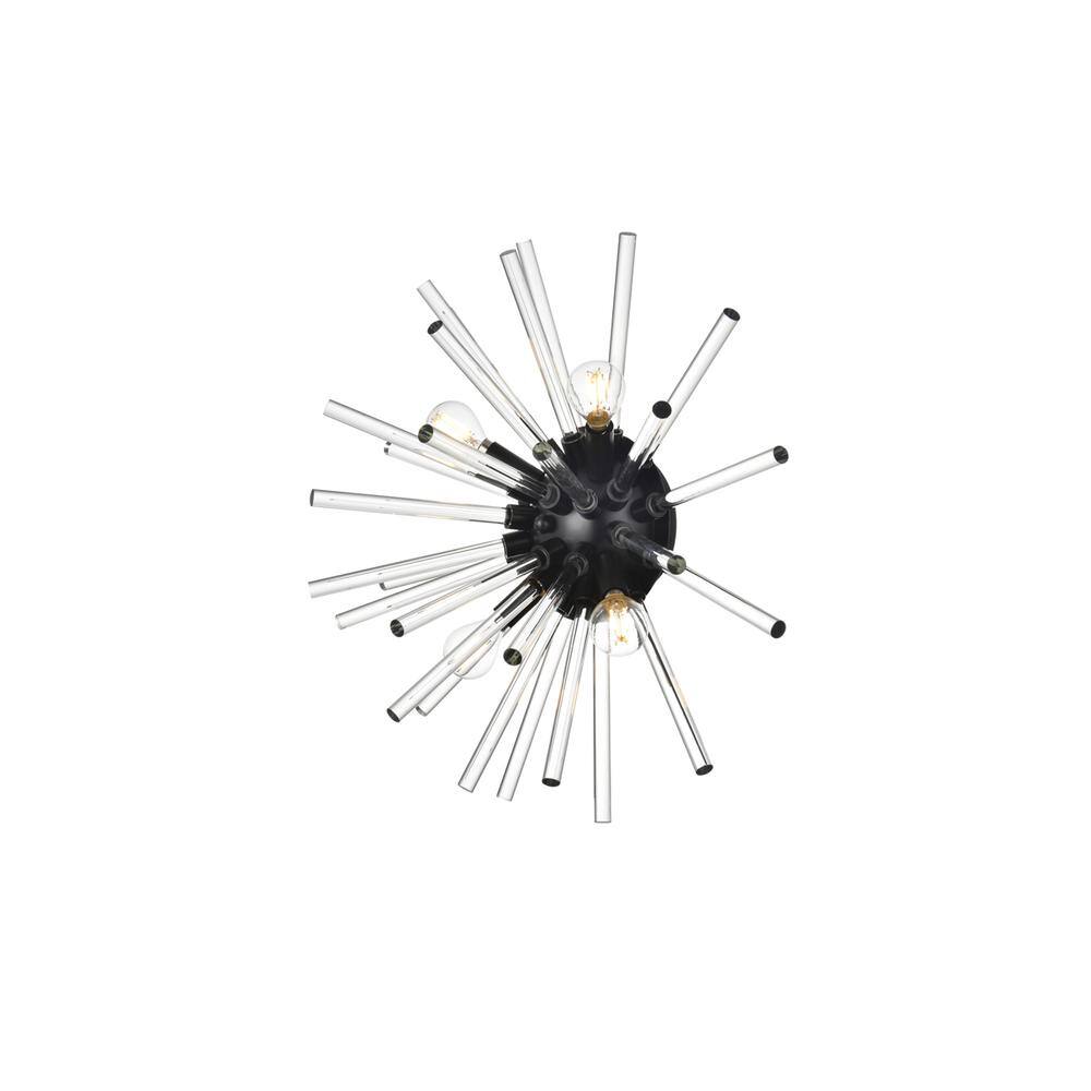 Alt View 4. Elegant Lighting - Sienna 18 Inch Crystal Rod Wall Sconce In Black - Black.