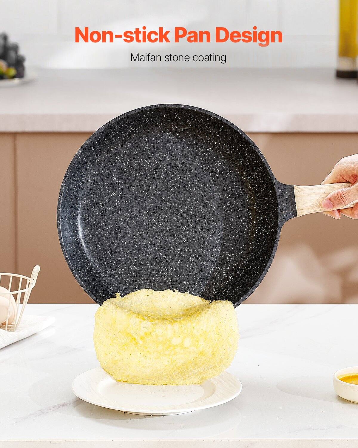 Non-stick Pan Design  
Maifan stone coating