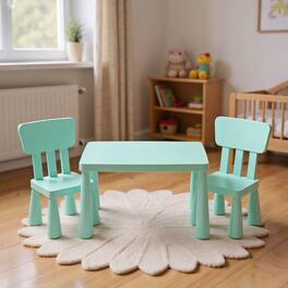 Kadyn - 3 Pieces Toddler Multi Activity Play Dining Study Kids Table and Chair Set- Small Folding Table for Arts & Crafts - Green