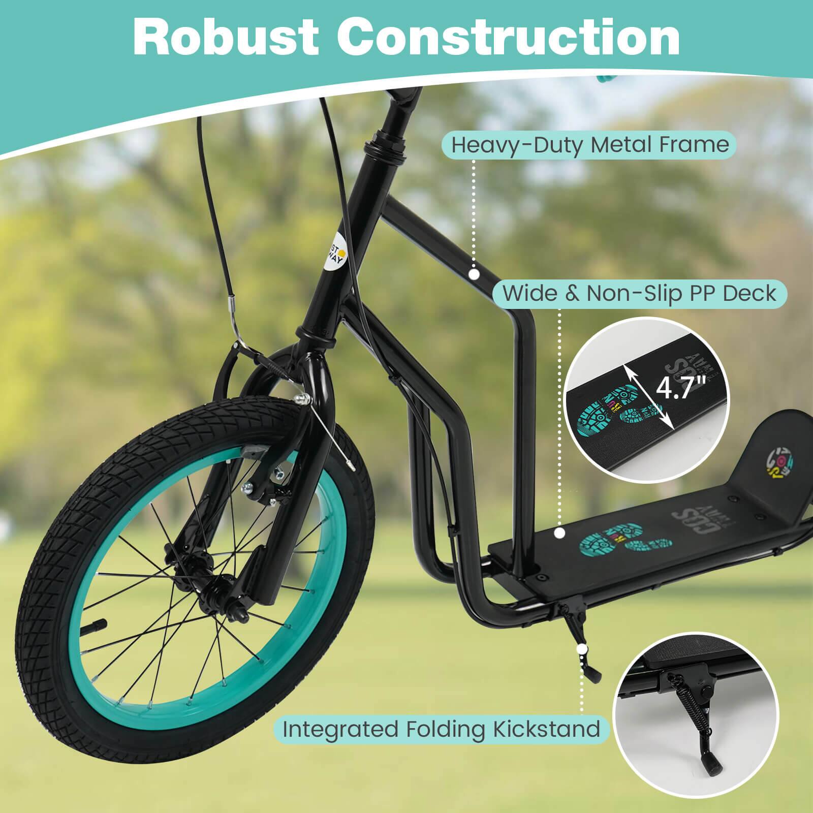 Robust Construction

- Heavy-Duty Metal Frame
- Wide & Non-Slip PP Deck
- 4.7" COS
- Integrated Folding Kickstand