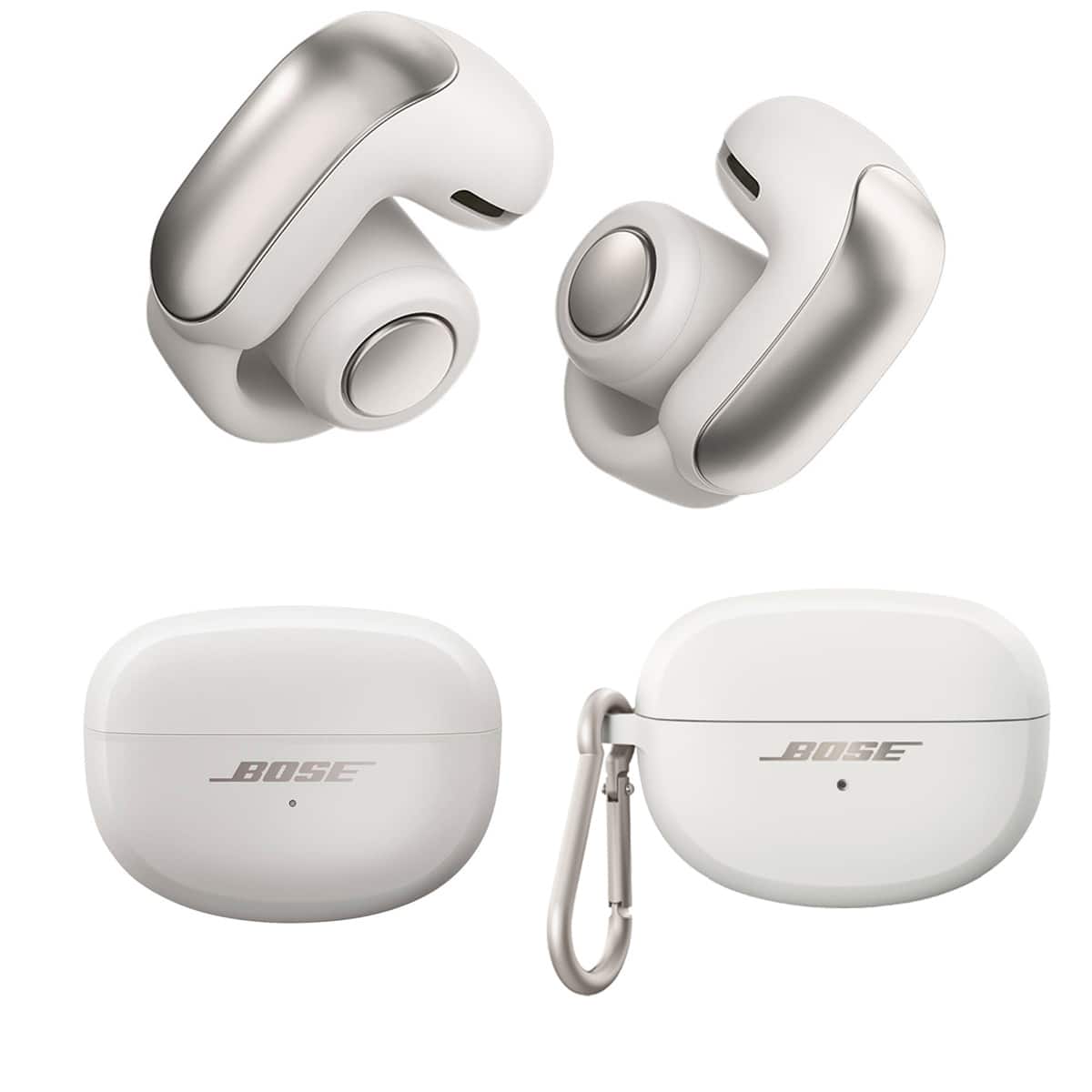 Bundle - Bose - Ultra Open Wireless Earbuds, White Smoke, w/White Smoke Case Cover