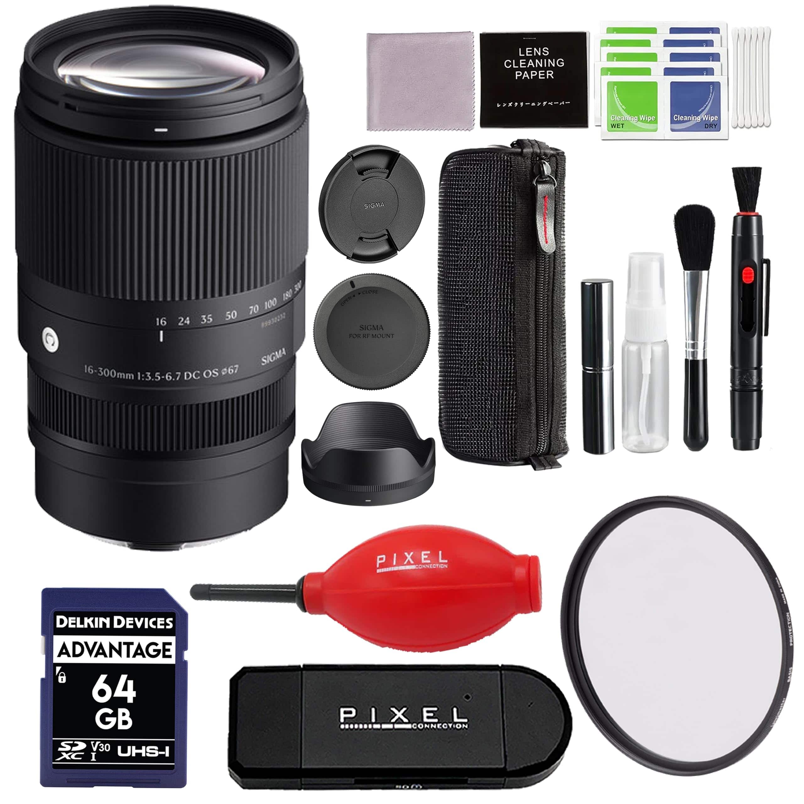 Sigma - 16-300mm f/3.5-6.7 DC OS Contemporary Lens for RF Mount with Advanced Accessory and Travel Bundle | 887972 - Black