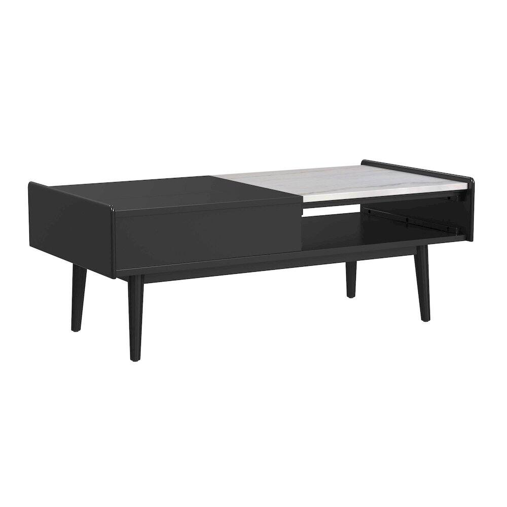 Alt View 1. Picket House Furnishings - Indina Coffee Table with White Marble and Lift-Top in Black - Black.