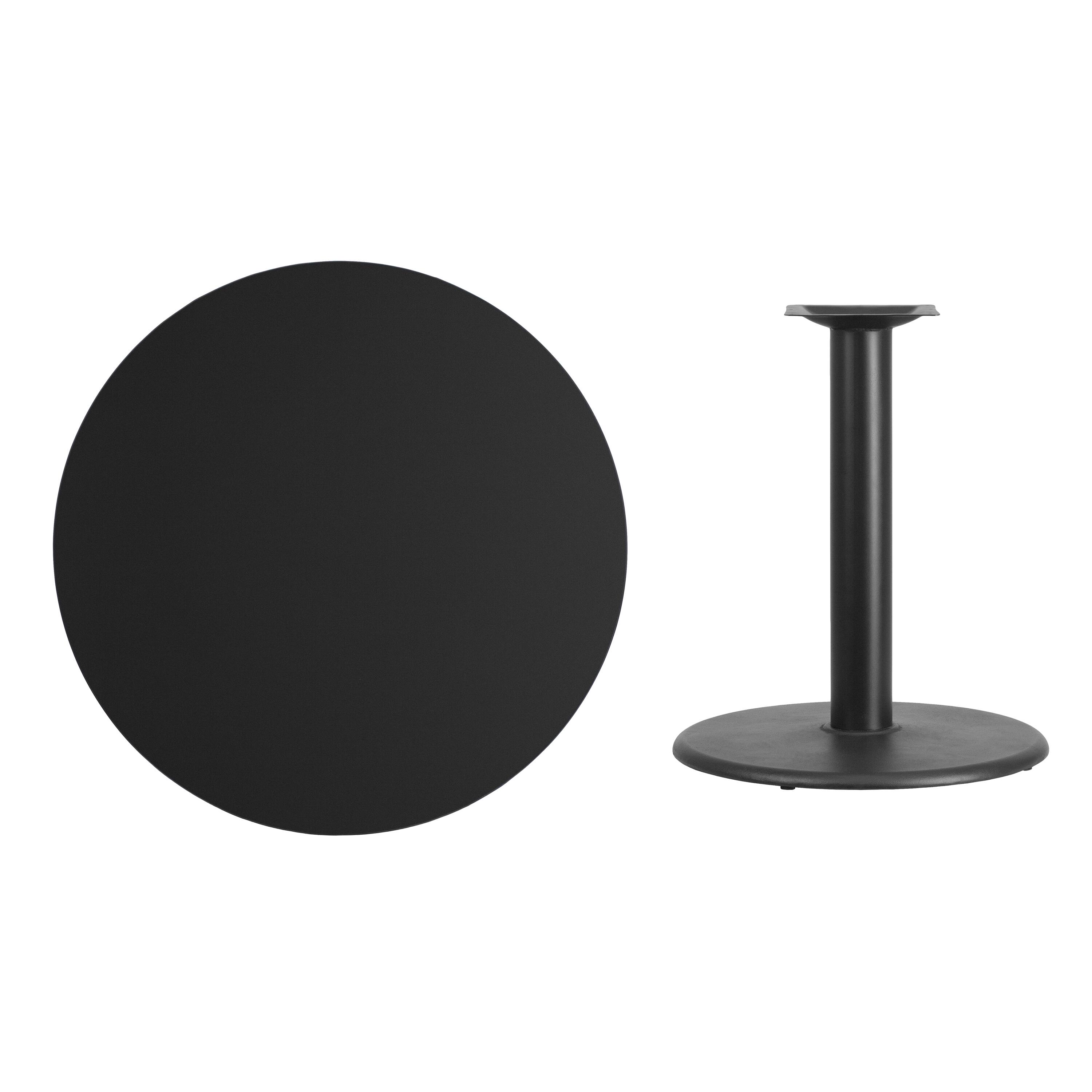 Alt View 3. Emma + Oliver - 36" Round Laminate Table Top with 24" Round Table Height Base - Black.