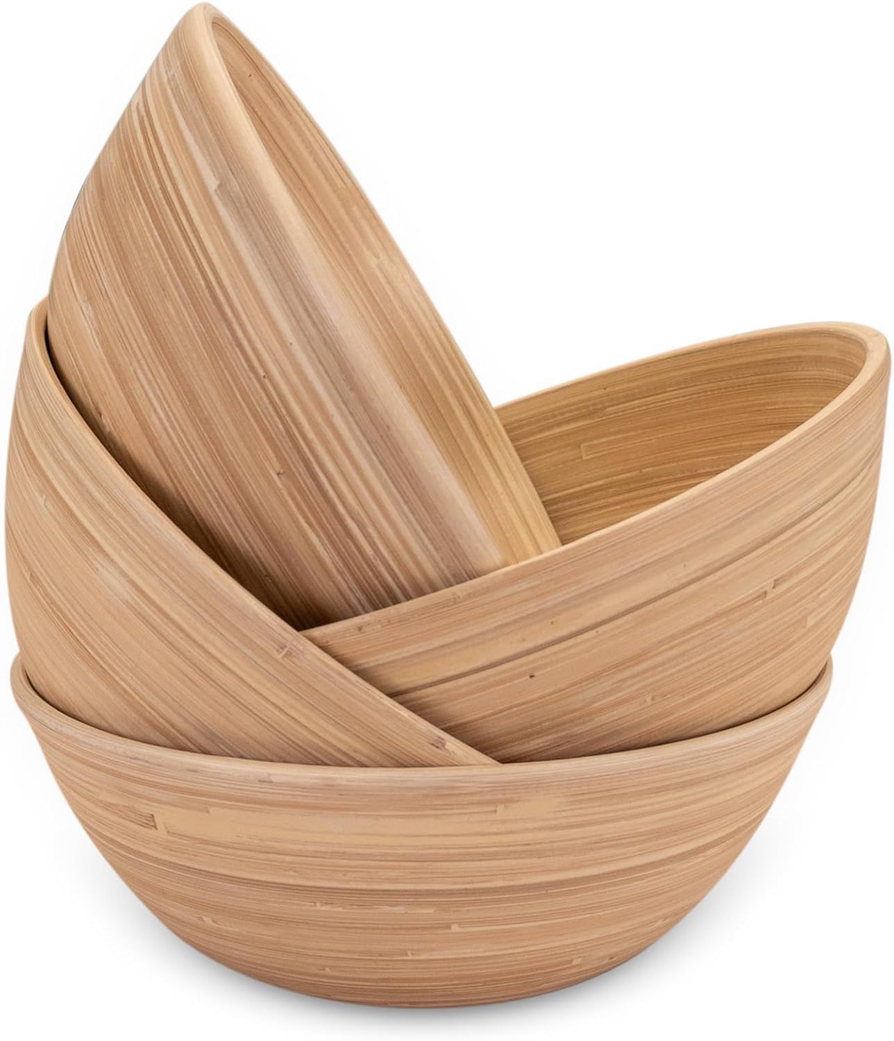 Back. Lexa - Bamboo Salad Bowl Set, 8 Inch x 4, Natural Bamboo - Natural.