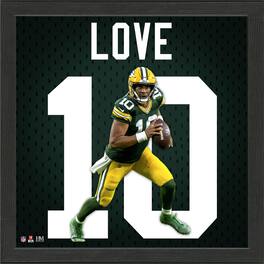 Highland Mint - Jordan Love Green Bay Packers 13'' x 13'' Impact Jersey Framed Photo - Multicolor