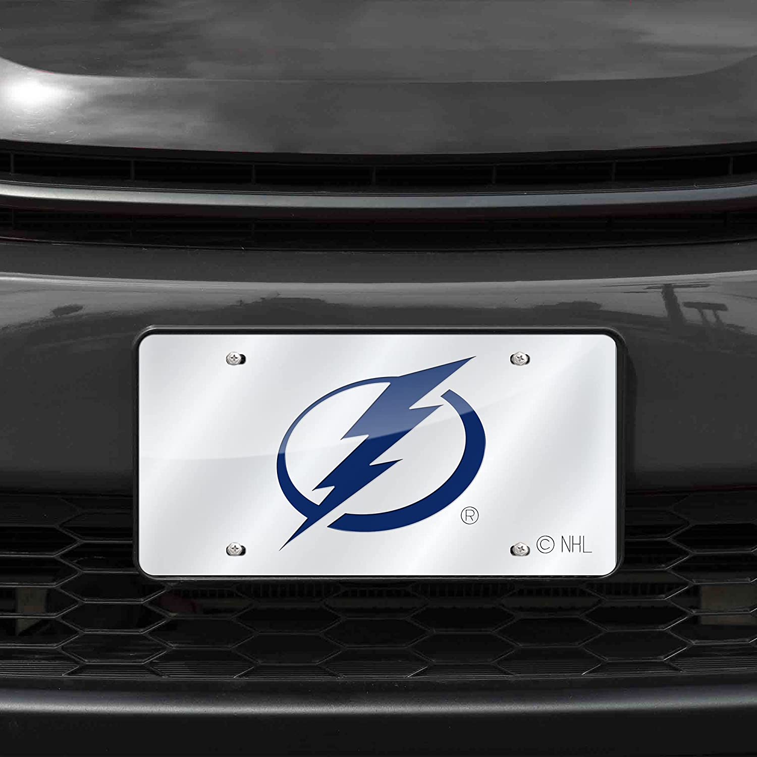 Alt View 2. Rico Industries - Tampa Bay Lightning NHL Logo Mirror Look LASER License Plate - Multi.