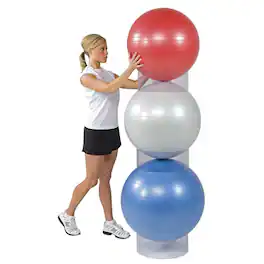 Power Systems - Stability Ball Storage Stackers, 3-Pack Adjustable Rings, Clear - White
