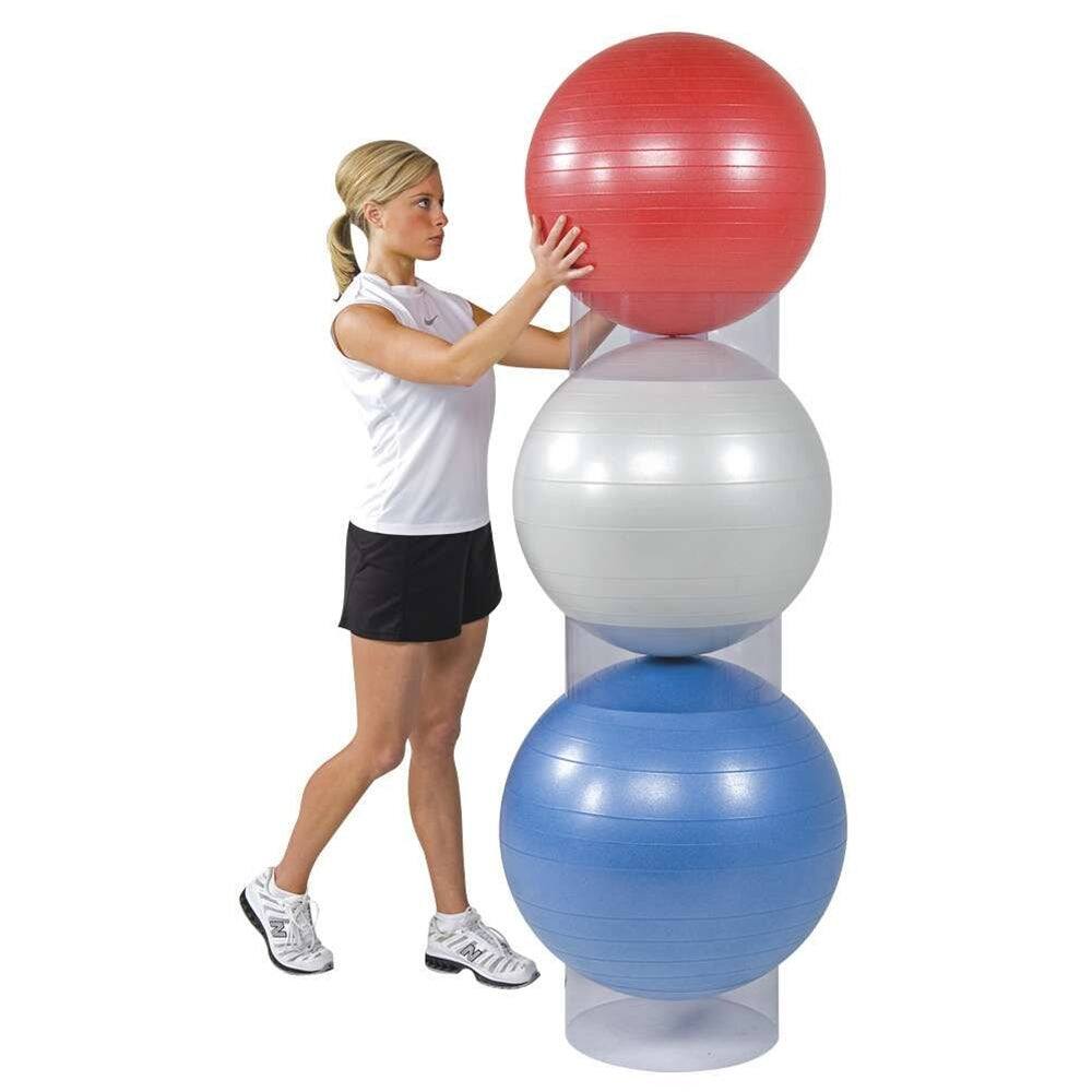 Front. Power Systems - Stability Ball Storage Stackers, 3-Pack Adjustable Rings, Clear - White.