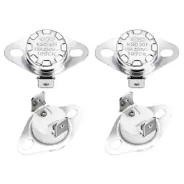 Unique Bargains - KSD301 Thermostat 105°C/221°F 16A Normally Open N.O Temperature Switch for Microwaves/Oven 4pcs Ceramic - Silver