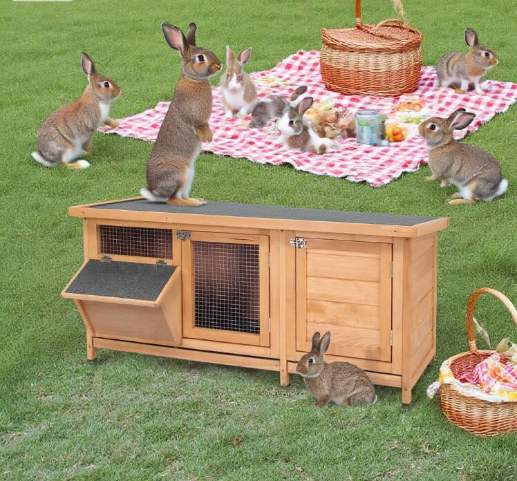 Front. TinyHomie - Large Rabbit Hutch Bunny Cage.