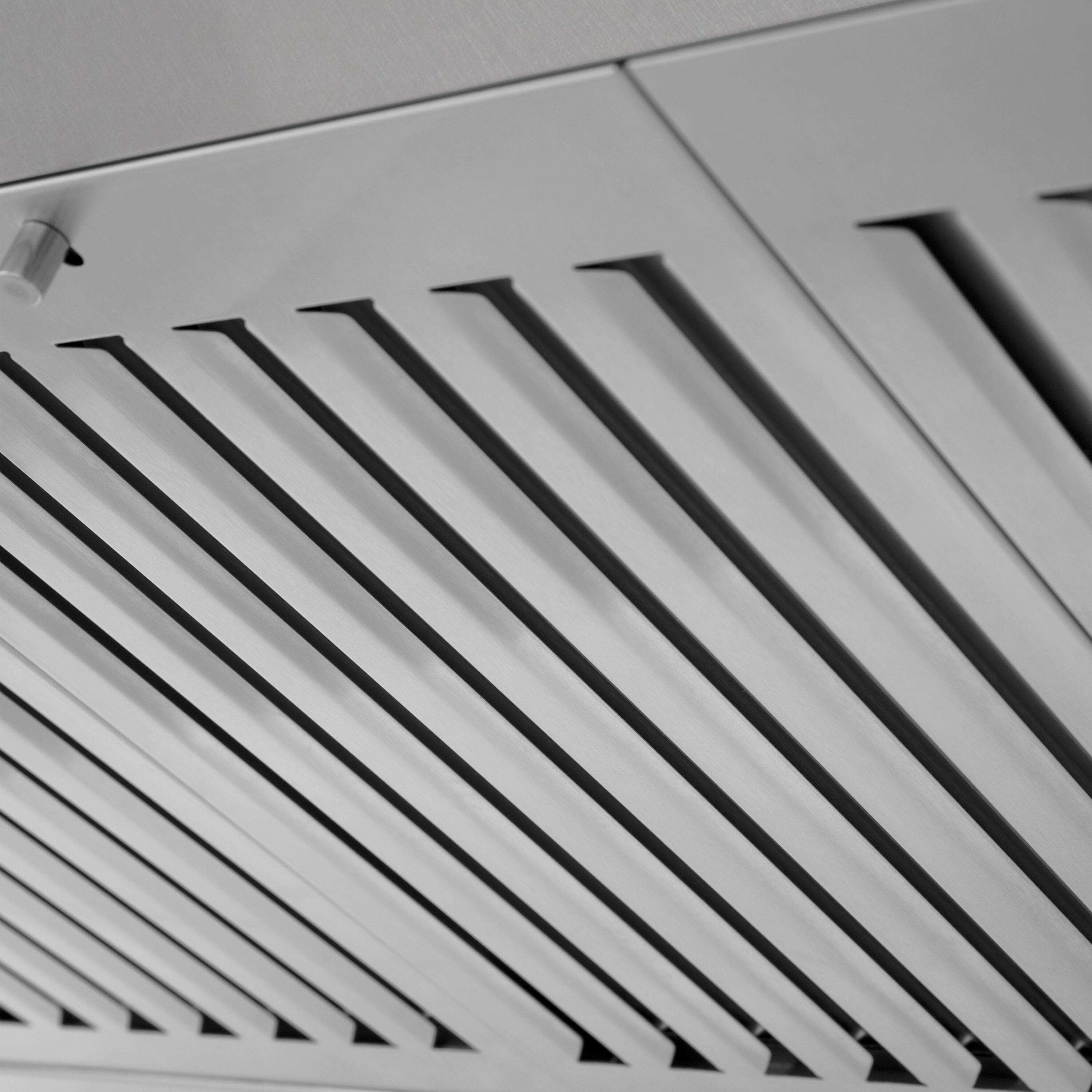 Alt View 3. ZLINE - ZLINE 48 in. Designer Series Satin Stainless Steel Convertible Vent Wall Mount Range Hood (8KBS-48) - Satin Stainless Steel.