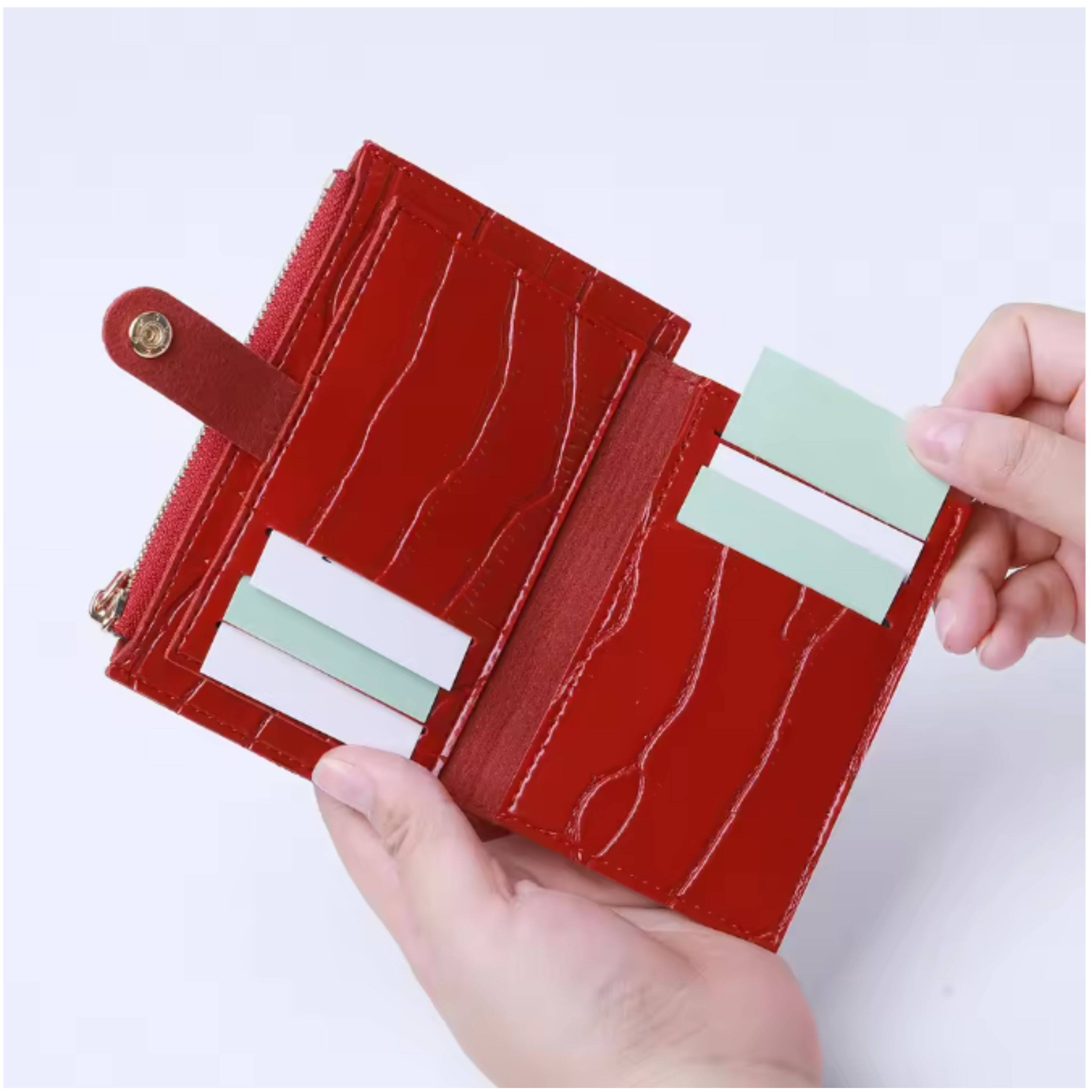 Back. Kitcheniva - Women's Ultra-Thin Lightweight Crocodile Print Wallet, Brown - Holds Cards, Coins & Cash - Brown.
