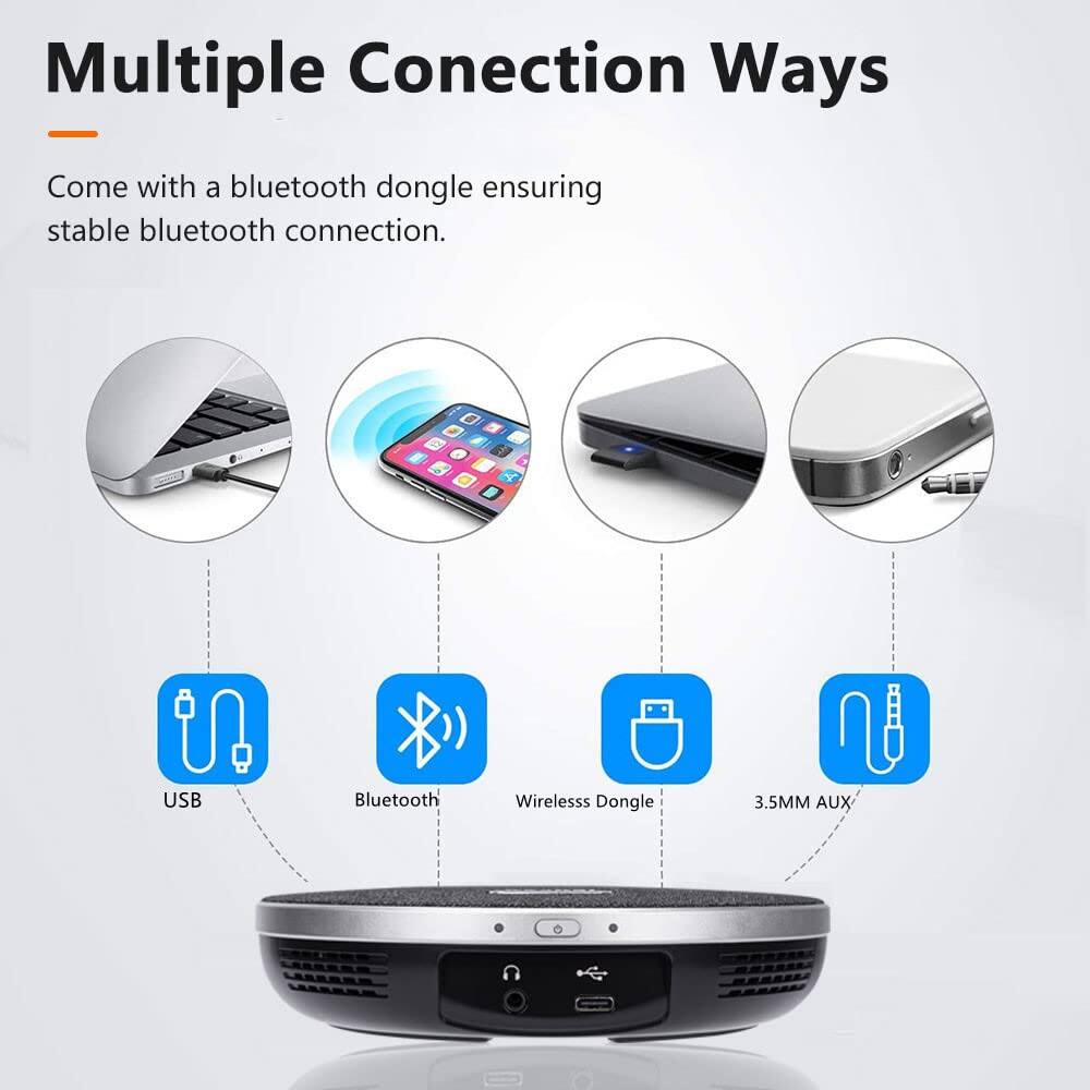 Multiple Connection Ways

Come with a bluetooth dongle ensuring stable bluetooth connection.

- USB
- Bluetooth
- Wireless Dongle
- 3.5MM AUX