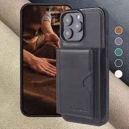 Dteck - 2-in-1 Magnetic Detachable Wallet Case for Apple iPhone 16 Pro, RFID PU Leather Shockproof Cover with Kickstand - Black