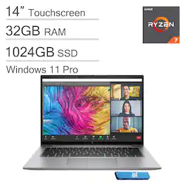 HP - ZBook Firefly 14 G11 A 14" FHD+ Touchscreen Mobile Workstation - AMD Ryzen 7 - 32GB - 1TB SSD -Thunderbolt 4 - Win 11Pro - Silver