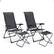Front. Costway - 4PCS Patio Folding Dining Chair Ottoman Set Adjustable Back Camp Gray - Gray.