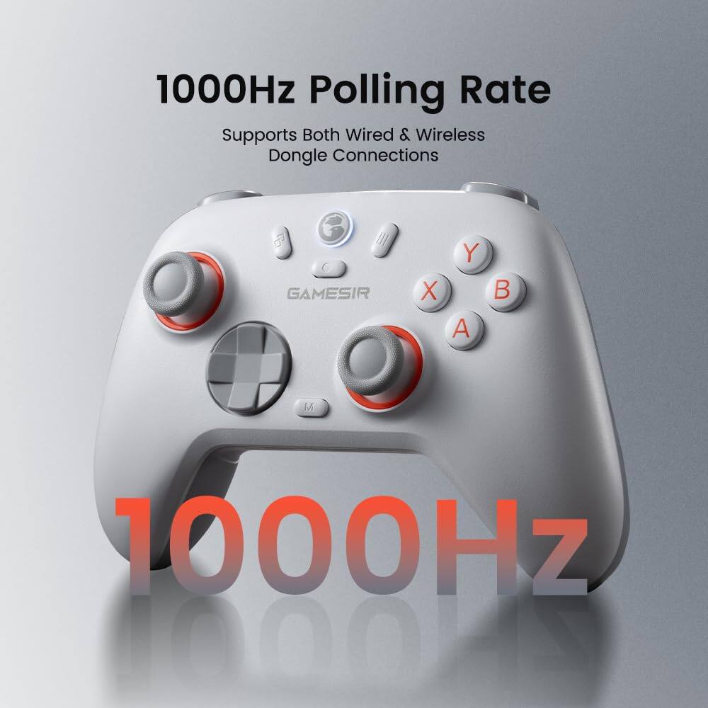 1000Hz Polling Rate  
Supports Both Wired & Wireless Dongle Connections  

GAMESIR X Y A B  

1000Hz