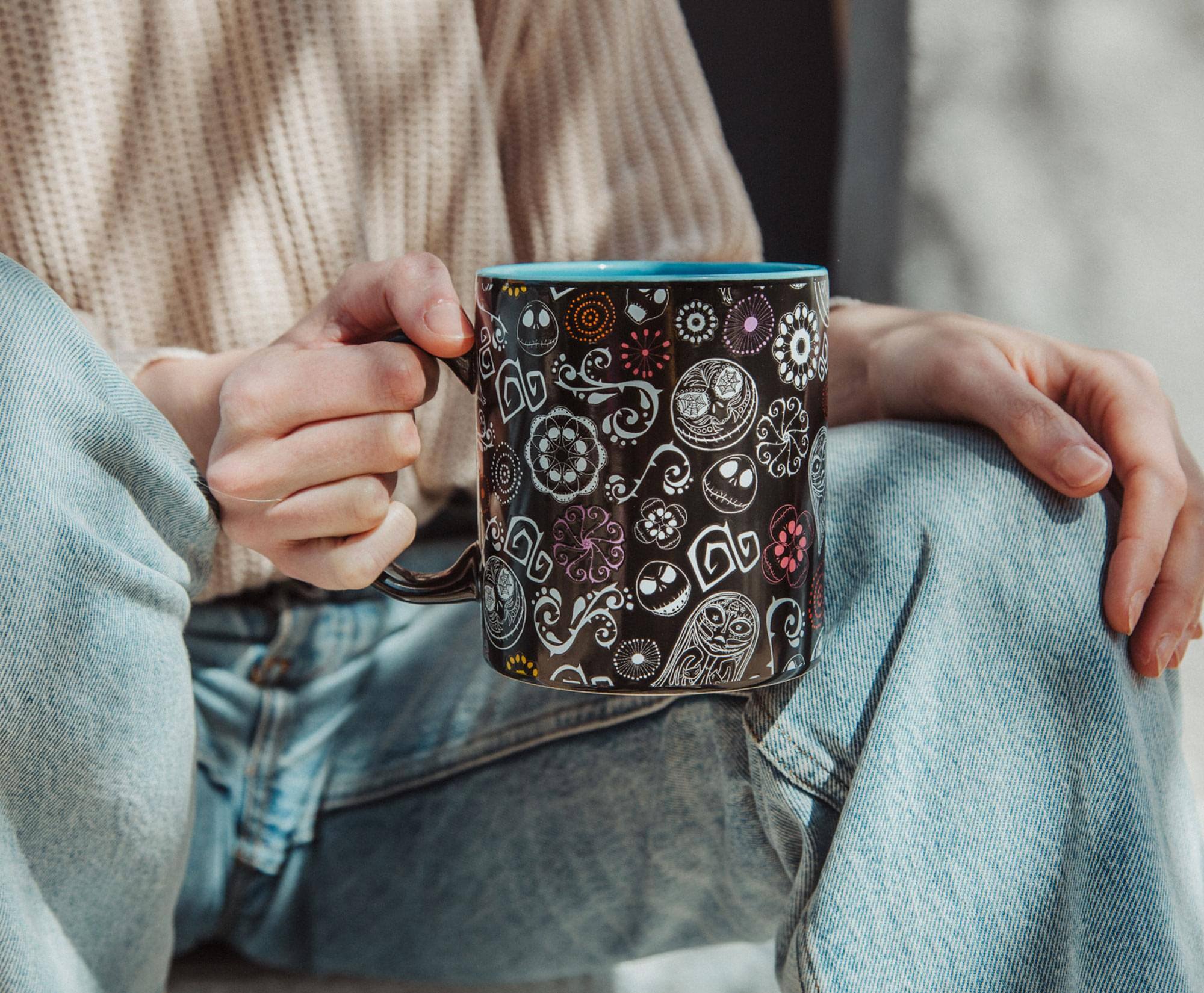 Alt View 4. Disney - Disney The Nightmare Before Christmas Sugar Skulls Ceramic Mug | Holds 20 Ounces - Black.