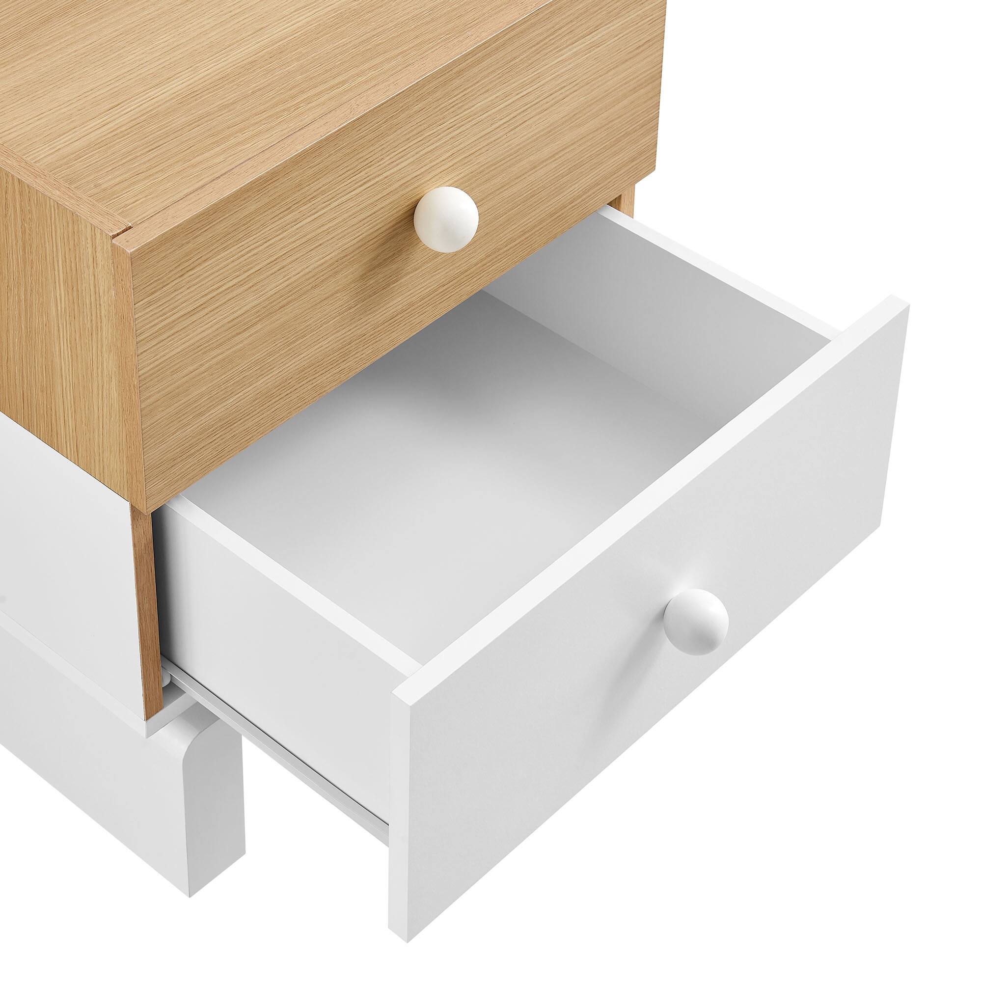 Alt View 5. Modway - Nolia 2-Drawer Color Block Nightstand by Modway - Oak White.