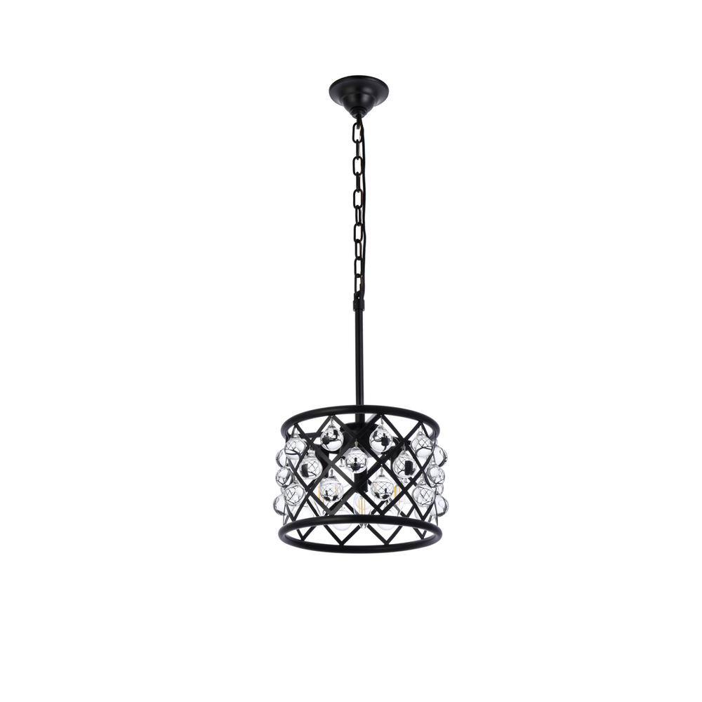 Back. Urban Classic - Madison 3 light Matte Black Pendant Clear Royal Cut Crystal - Matte Black.