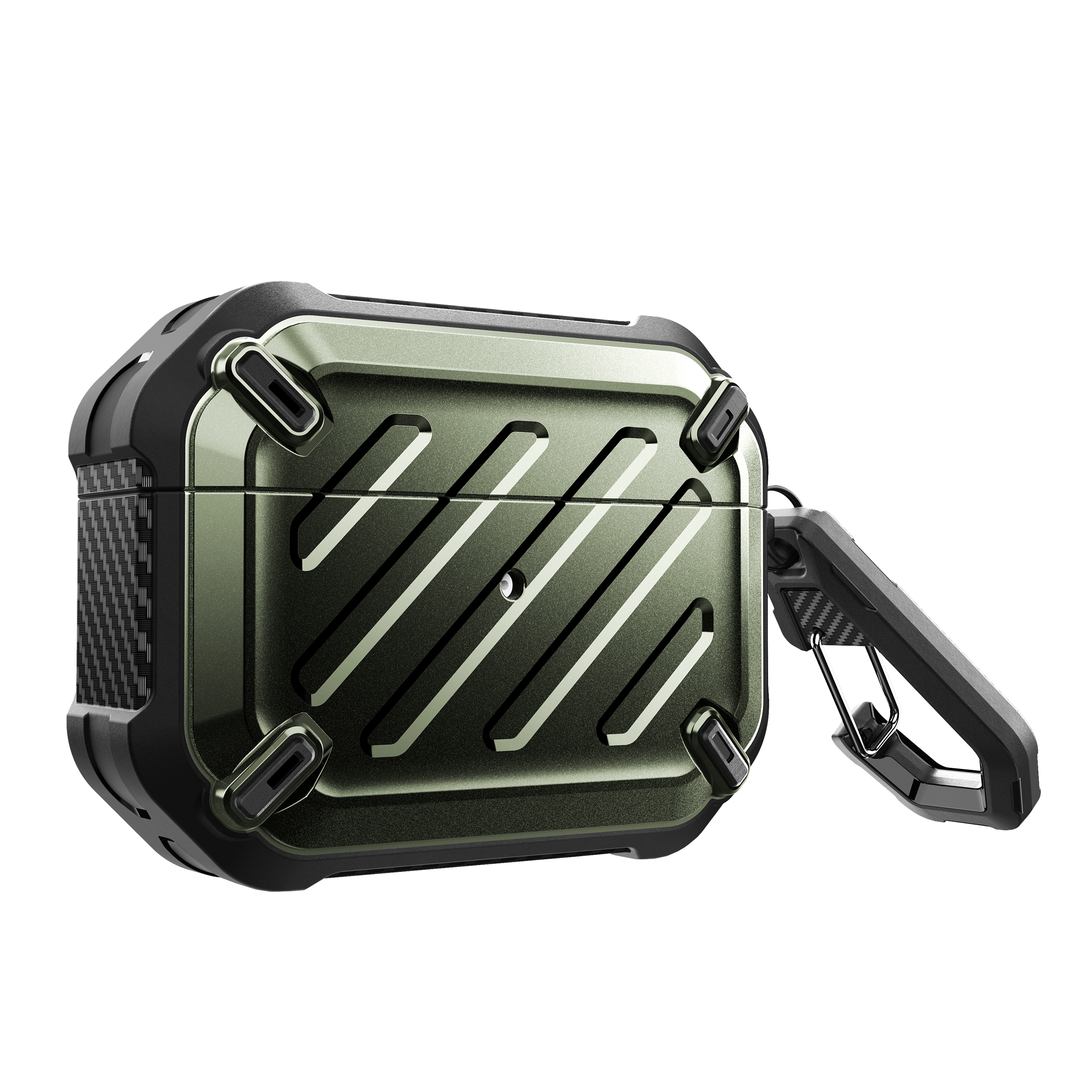 Front. SUPCASE - Apple AirPods Pro 1 & 2 Unicorn Beetle PRO Rugged Case Waterproof Case - Dark Green.