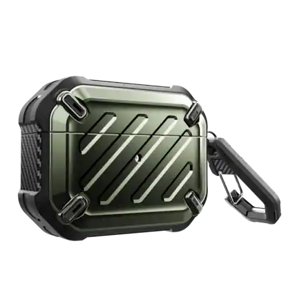 Front. SUPCASE - Apple AirPods Pro 1 & 2 Unicorn Beetle PRO Rugged Case Waterproof Case - Dark Green.