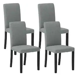 Gymax - Dining Chair Set of 4 Mid-Century Modern Fabric Upholstered Parson Chairs - Gray