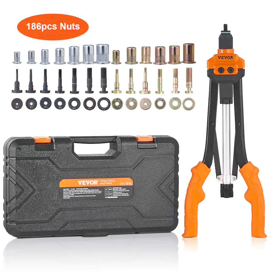 VEVOR Rivet Nut Tool, 16 inch Rivnut Tool Kit with 13PCS Metric and SAE ...