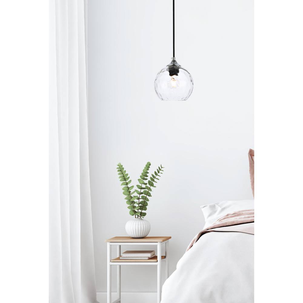 Left. Living District - Cashel 6 inch chrome pendant - Chrome And Clear.