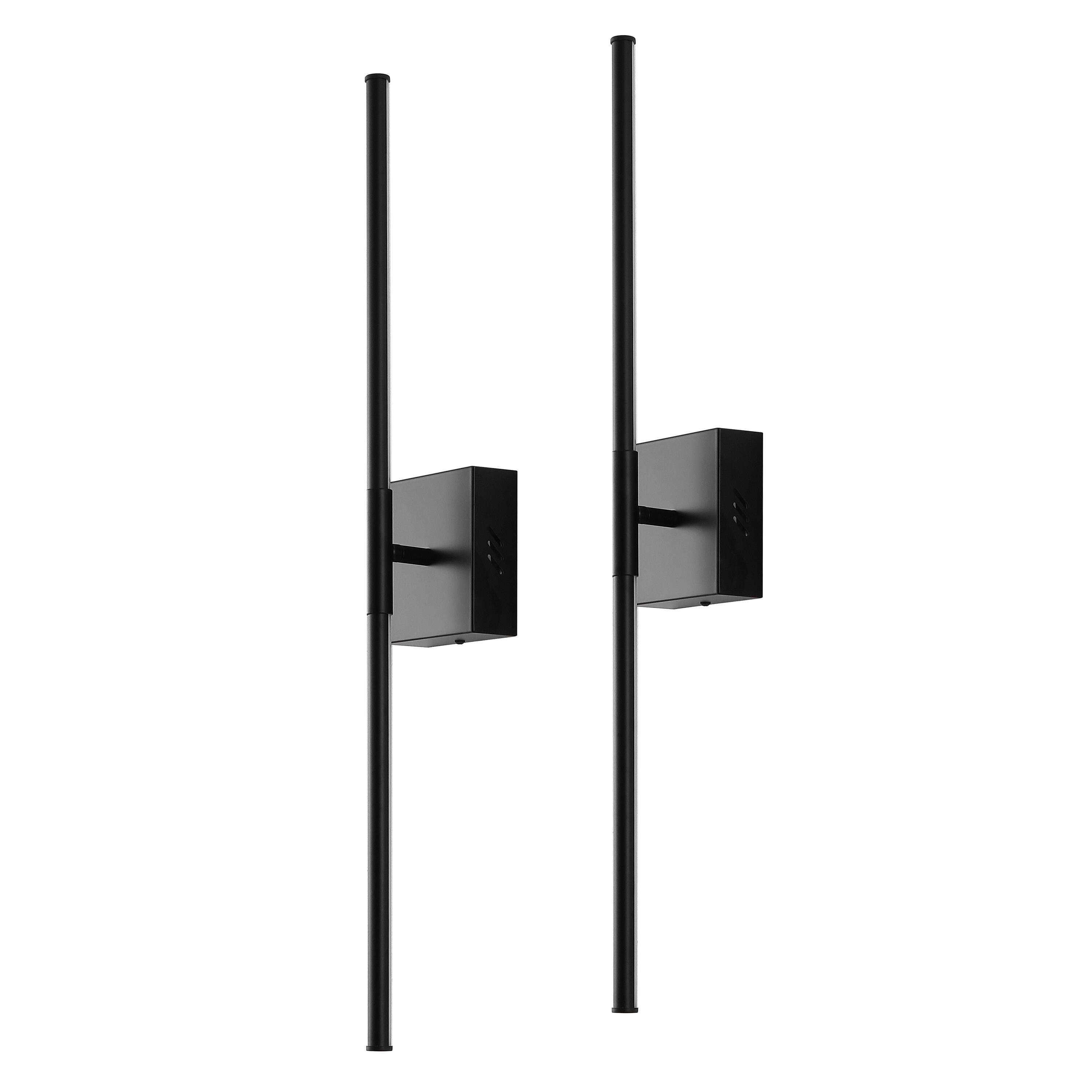Alt View 6. Jonathan Y - Makena 28" Modern Minimalist Dimmable Integrated LED Metal Wall Sconce, Black (Set of 2) - Black.