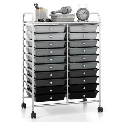 Front. Gymax - Gymax Office Rolling Cart 20 Storage Drawers Scrapbook Paper Studio Organizer Gray - Gray.