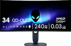 Alienware - AW3425DW 34" TFT QD-OLED Curved WQHD 240Hz 0.03ms FreeSync Gaming Monitor with HDR (HDMI, DisplayPort) - Interstellar Indigo - Front_Zoom