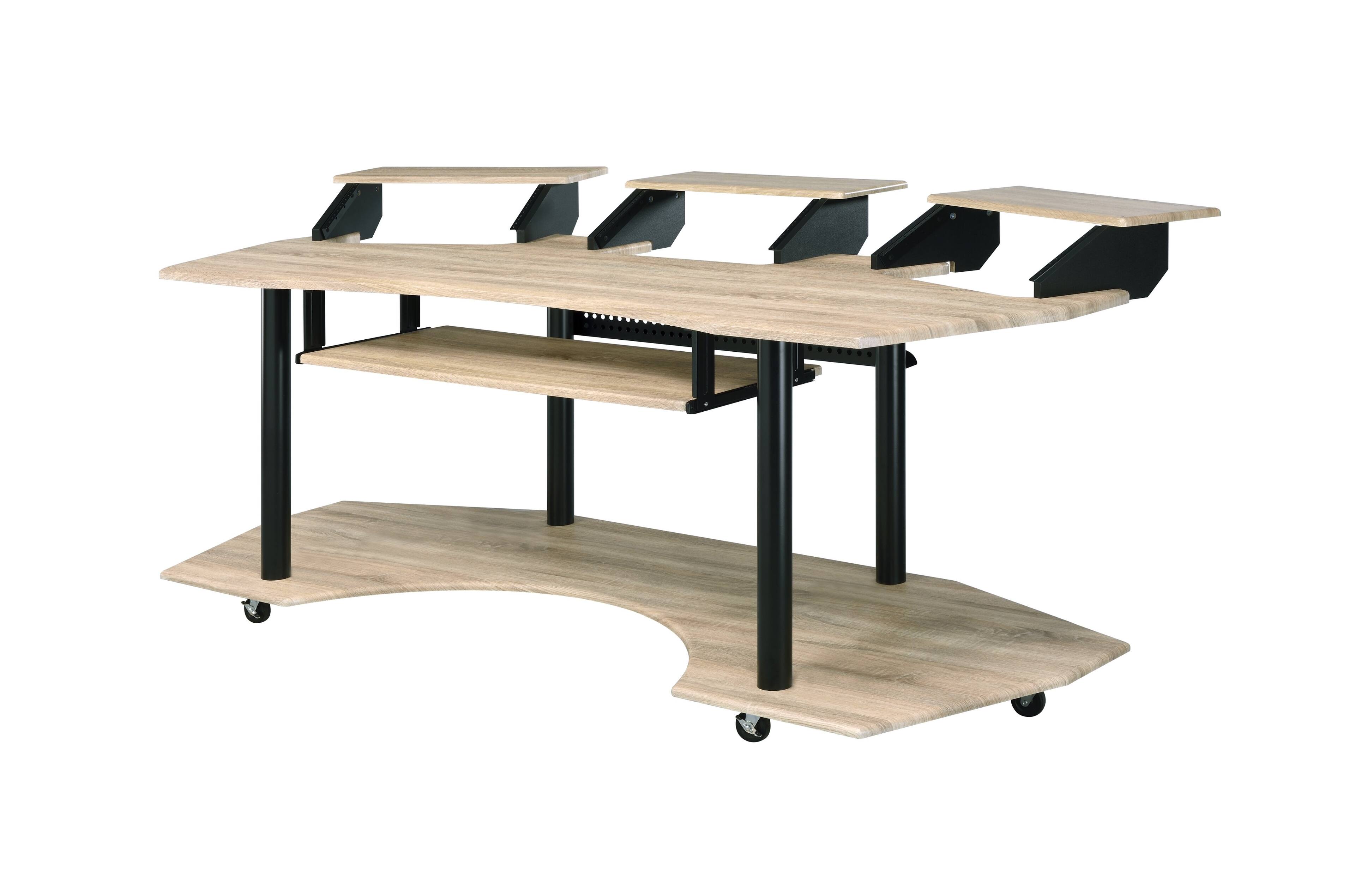 Alt View 2. TinyHomie - 83in Eleazar Natural Oak Finish Music Recording Studio Desk - Oak.