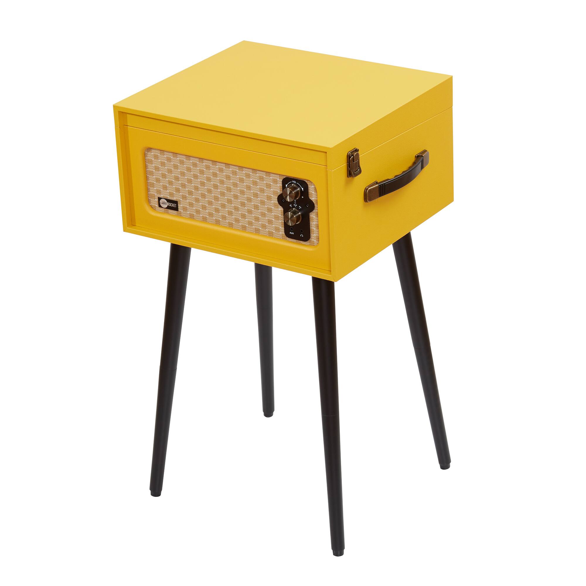 Alt View 2. Arkrocket - Arkrocket Discovery II 3-Speed Bluetooth Turntable with Speakers & Removable Legs – Yellow - Yellow.