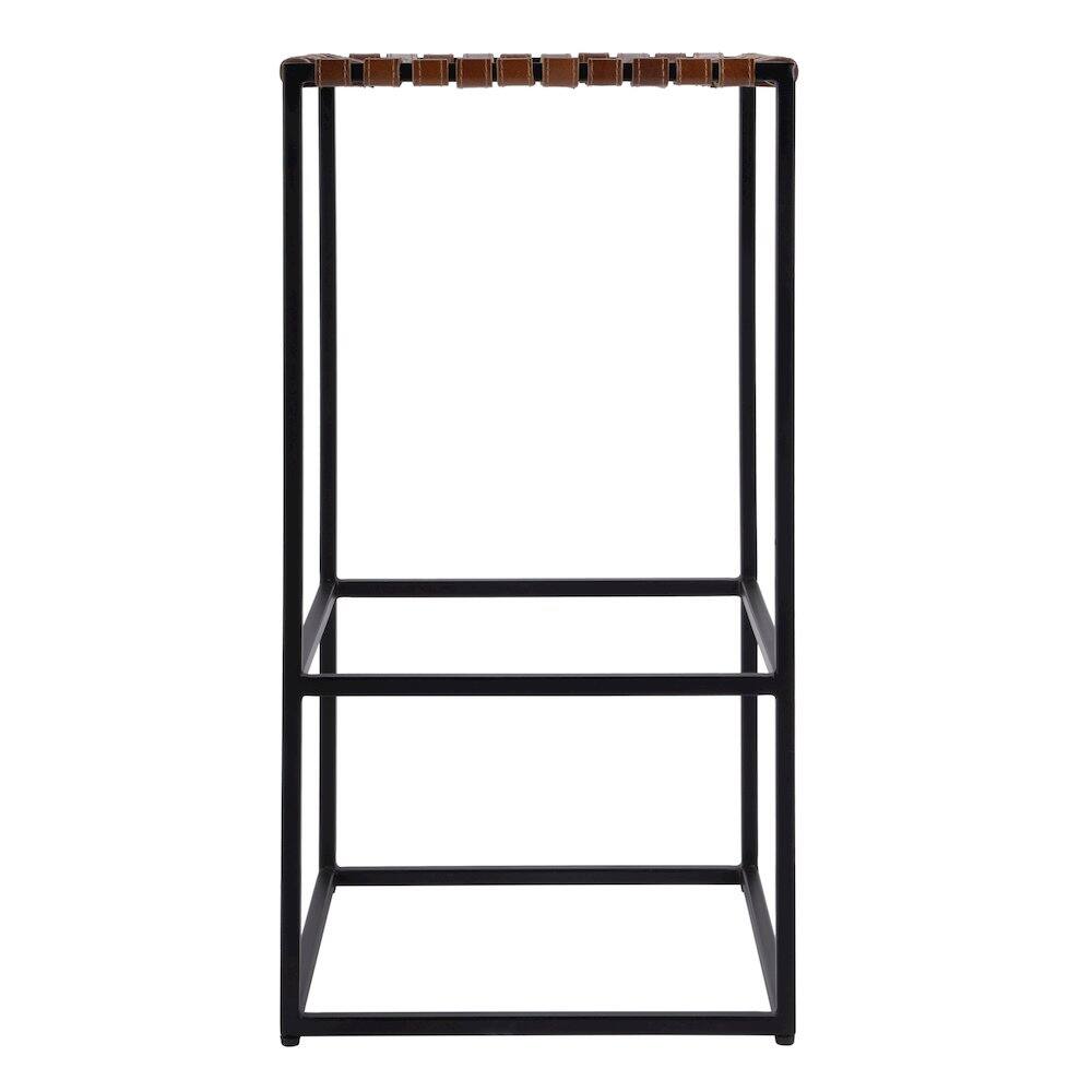 Angle. Butler Specialty - 30 in. Seat Height Leather and Iron Backless Bar Stool with Footrest - Brown.