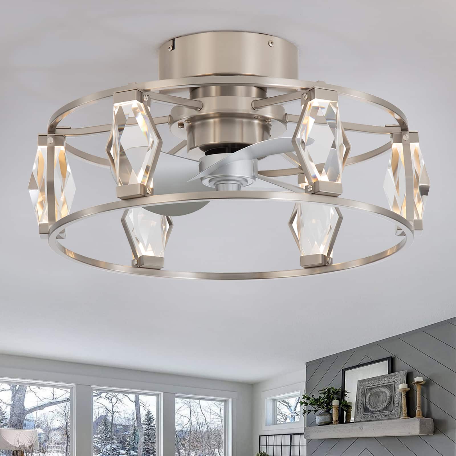 Breezary 20 Inch Indoor Flush Mount Caged Ceiling Fan with 3 ABS