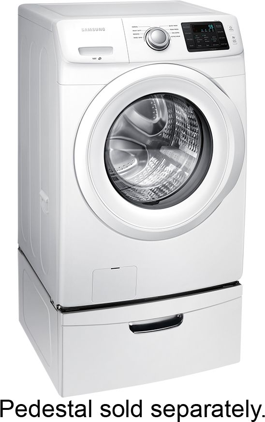 Angle View: Samsung - 4.2 Cu. Ft. High-Efficiency Stackable Smart Front Load Washer with Vibration Reduction Technology+ - White