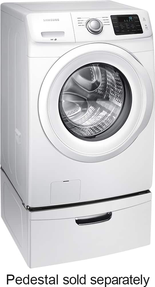 Angle. Samsung - 4.2 Cu. Ft. High-Efficiency Stackable Smart Front Load Washer with Vibration Reduction Technology+ - White.
