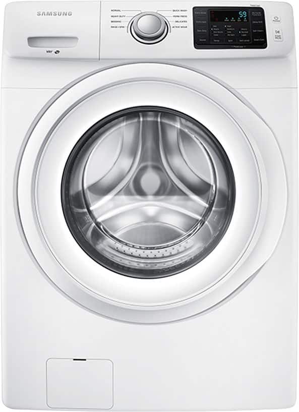 Front. Samsung - 4.2 Cu. Ft. High-Efficiency Stackable Smart Front Load Washer with Vibration Reduction Technology+ - White.