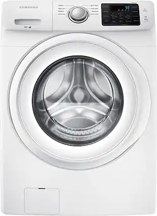 Front. Samsung - 4.2 Cu. Ft. High-Efficiency Stackable Smart Front Load Washer with Vibration Reduction Technology+ - White.