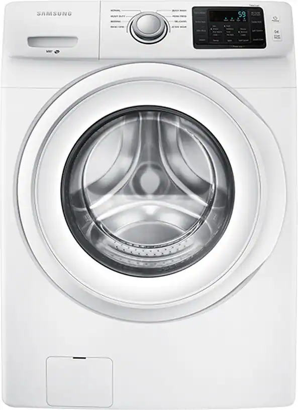 Front. Samsung - 4.2 Cu. Ft. High-Efficiency Stackable Smart Front Load Washer with Vibration Reduction Technology+ - White.