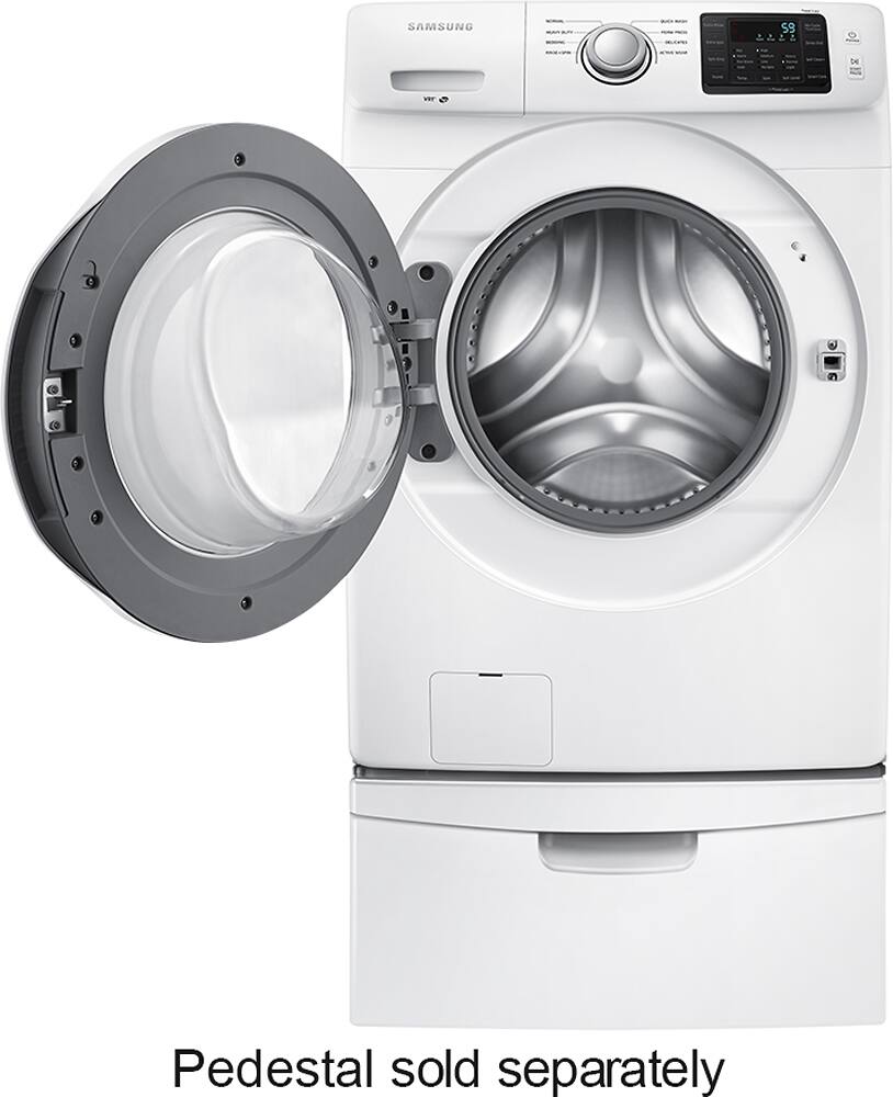 Alt View 4. Samsung - 4.2 Cu. Ft. High-Efficiency Stackable Smart Front Load Washer with Vibration Reduction Technology+ - White.