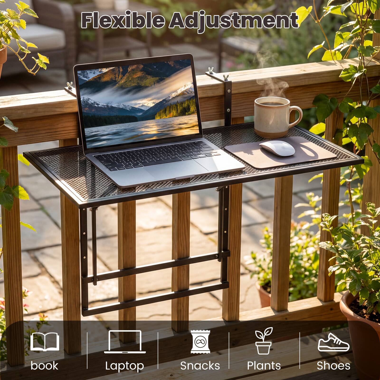 Flexible Adjustment

book  
Laptop  
Snacks  
Plants  
Shoes