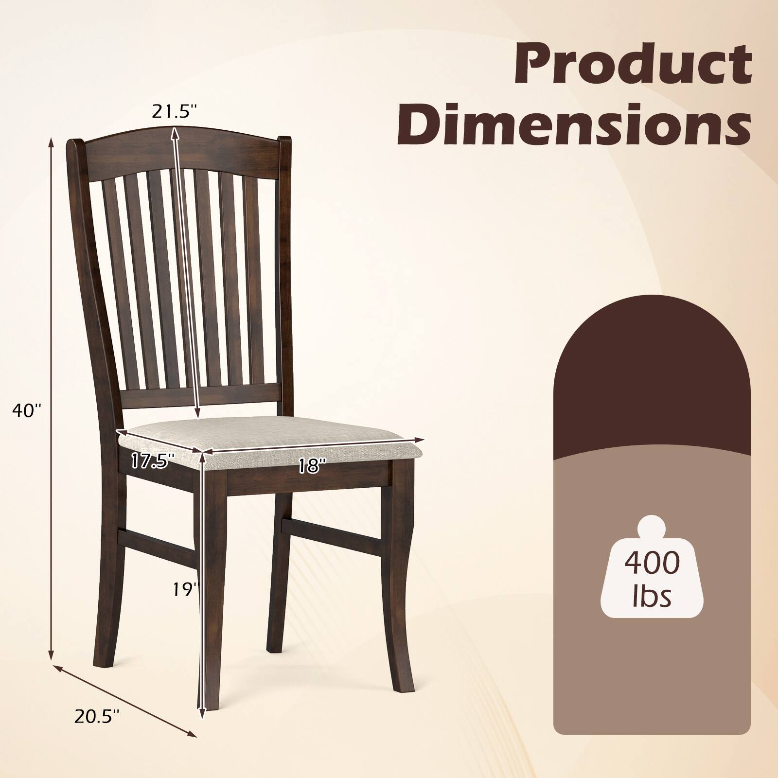 21.5" Product Dimensions 40" 17.5" 18" 19" 400 lbs 20.5"