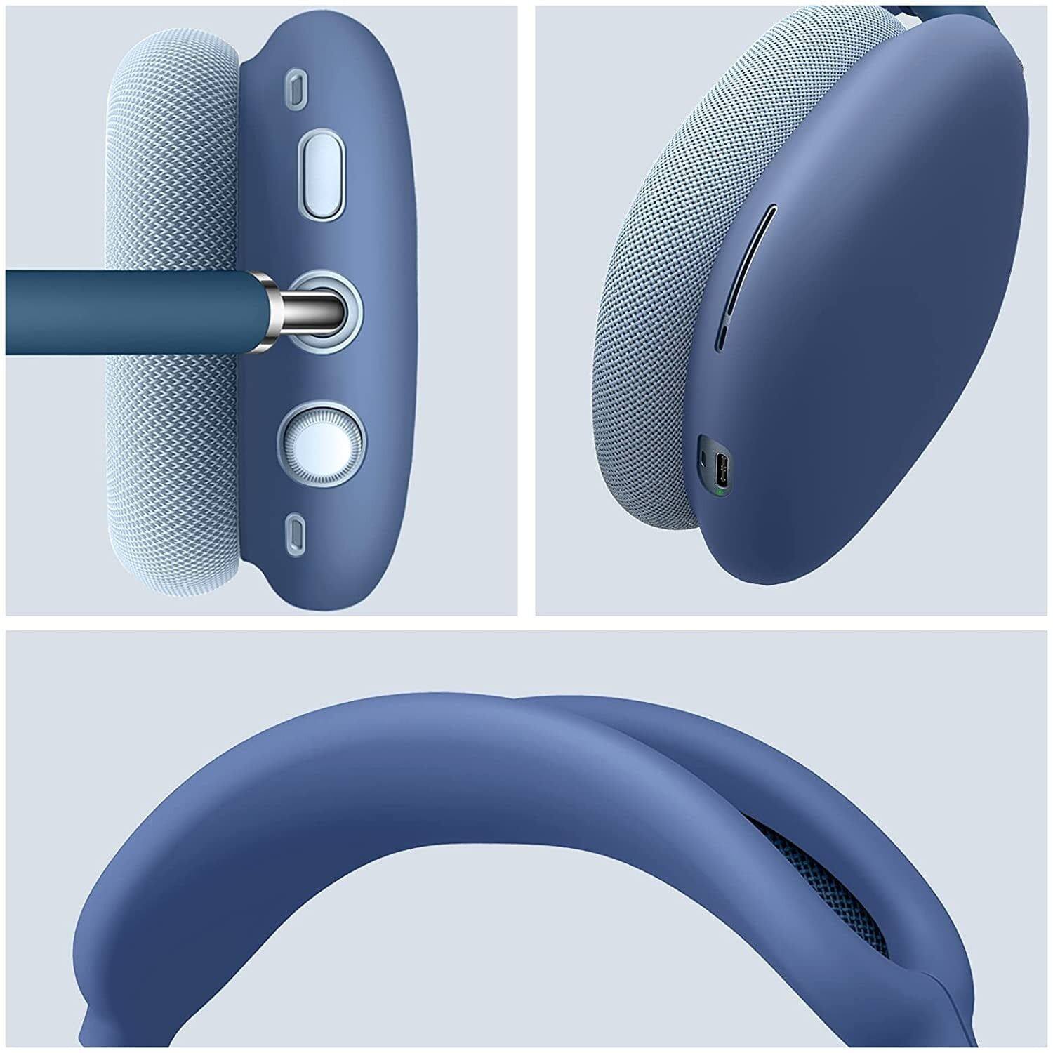 Back. Stock Preferred - Soft Silicone Case Anti-Scratch Cover For Apple AirPods Max Headphones Headband Dark Blue - Dark Blue.